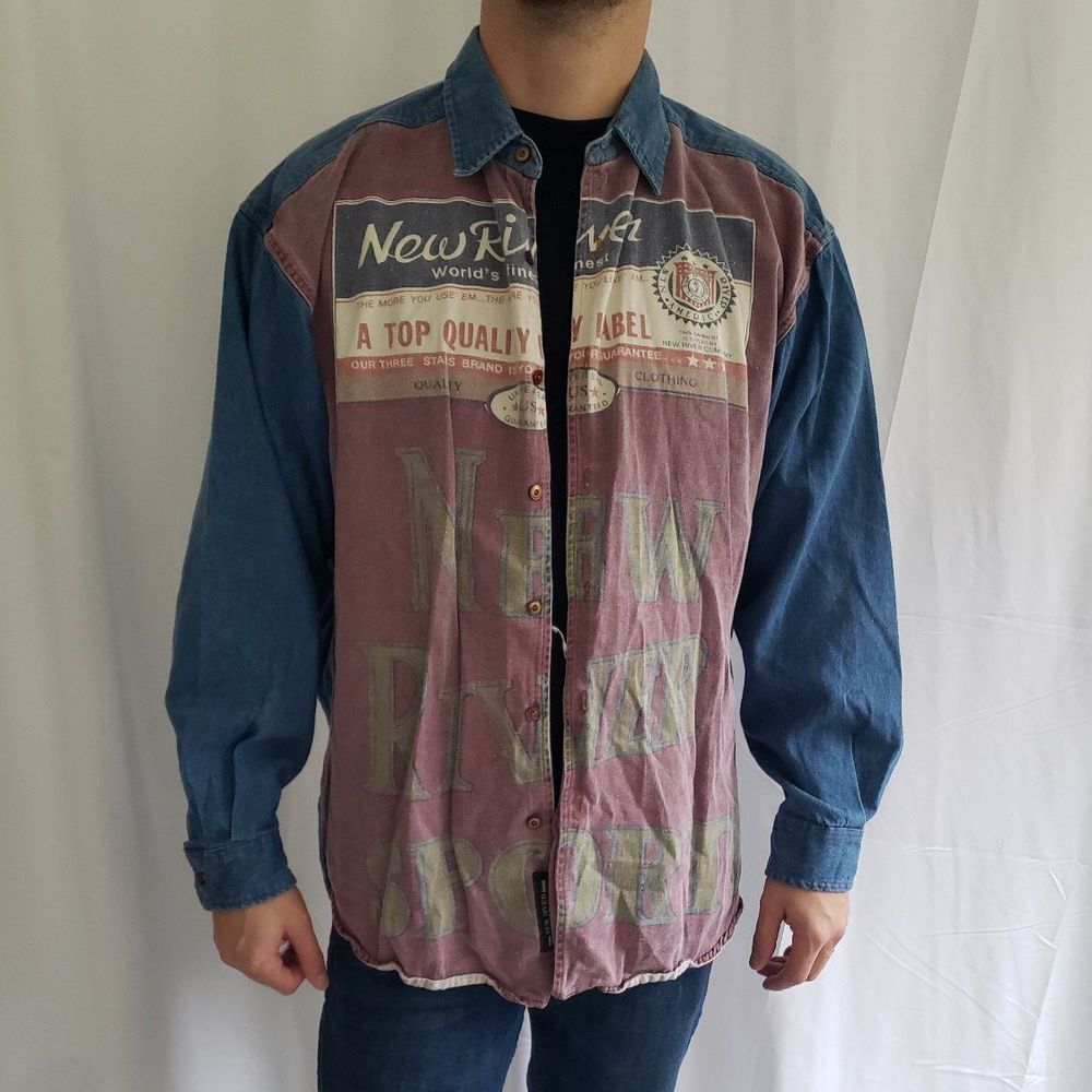 90s Denim Button‎ Down Shirt